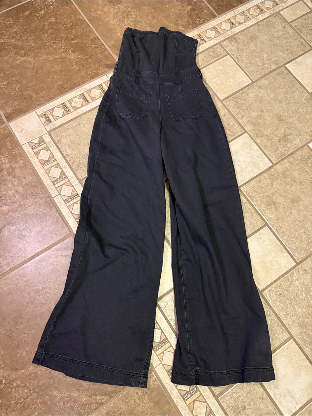 Anthropology High-Waist Wide Leg Black strapless Jumpsuit